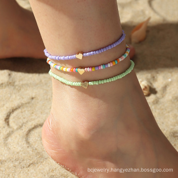 Shangjie OEM joyas Fashion Beach Summer Anklet Jewelry for Women 2021 Heart  Anklet Bead Anklet Set